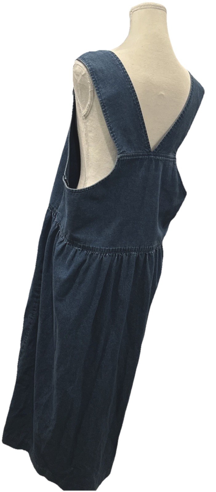 VTG Westbound Denim Christmas Holiday Embroidered Pockets Maxi Jumper Dress XL