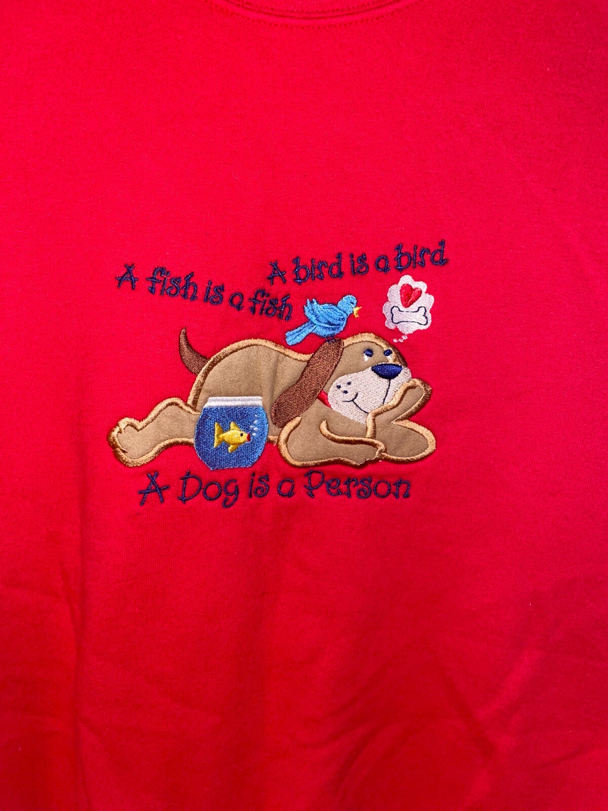 Vintage 1990s MC Sportswear A Dog Is A Person Granny Sweatshirt sz L Embroidered