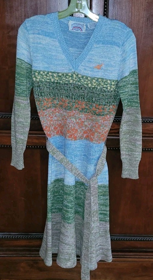 MOTHER NATURE For ORGANICALLY GROWN BY ARPEJA KNIT DRESS, 1970s, EUC, Sz S
