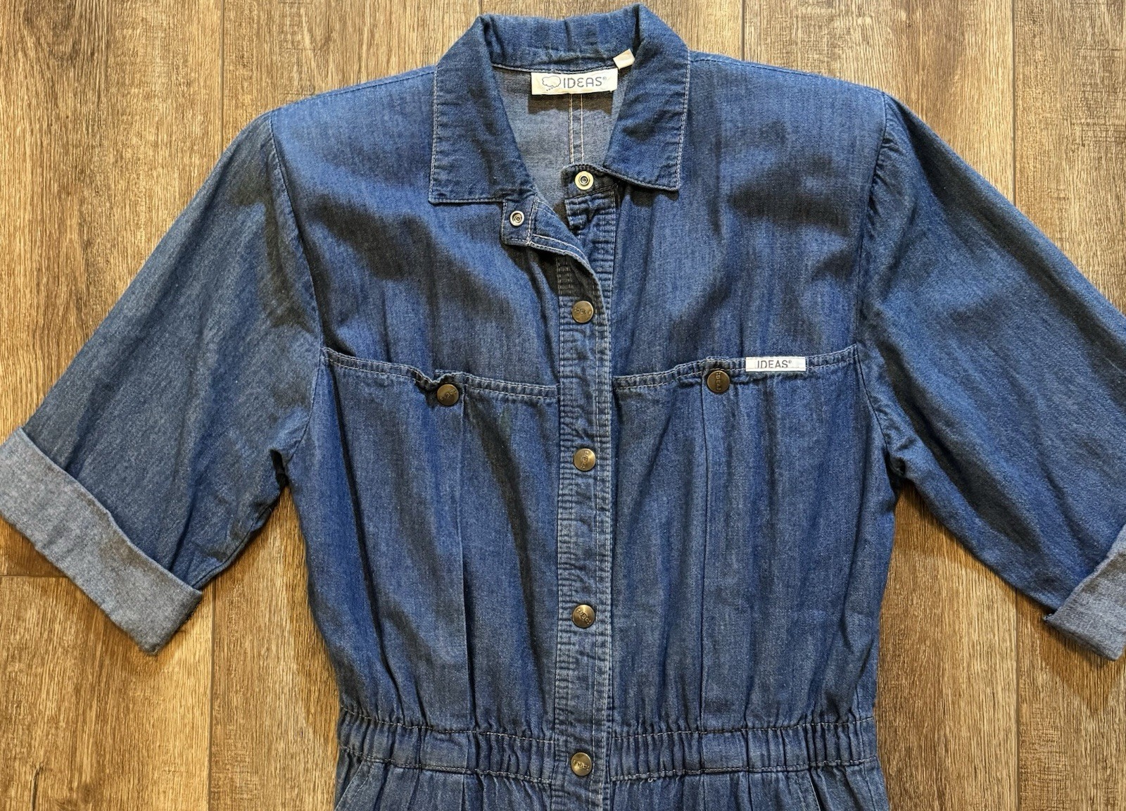 Vintage 1980’s Ideas Denim Jumpsuit Romper Womens Medium Coveralls Made in USA
