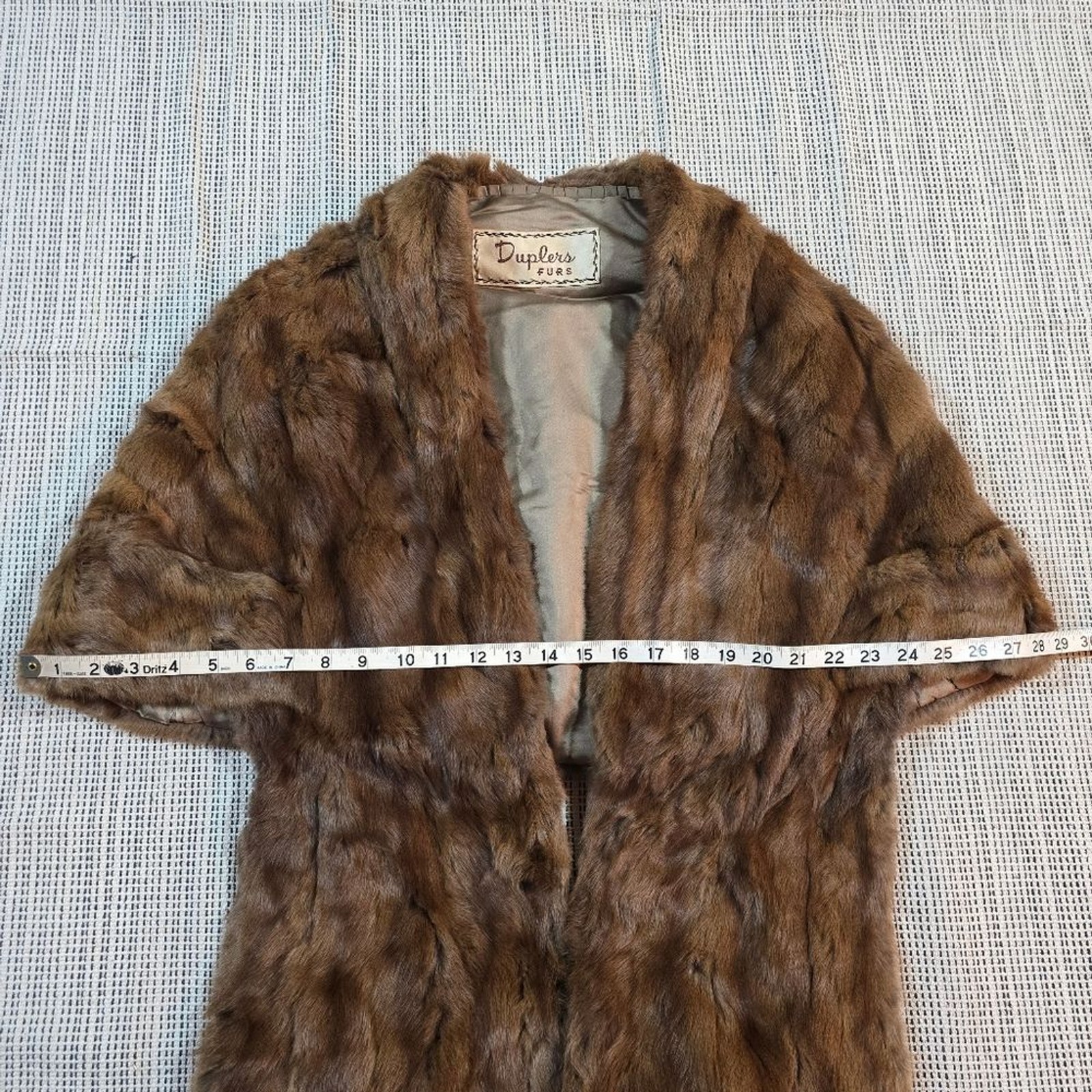 Duplers Furs Vintage Mid Century Mink Stole Cape Wrap Brown Chocolate S/M Formal