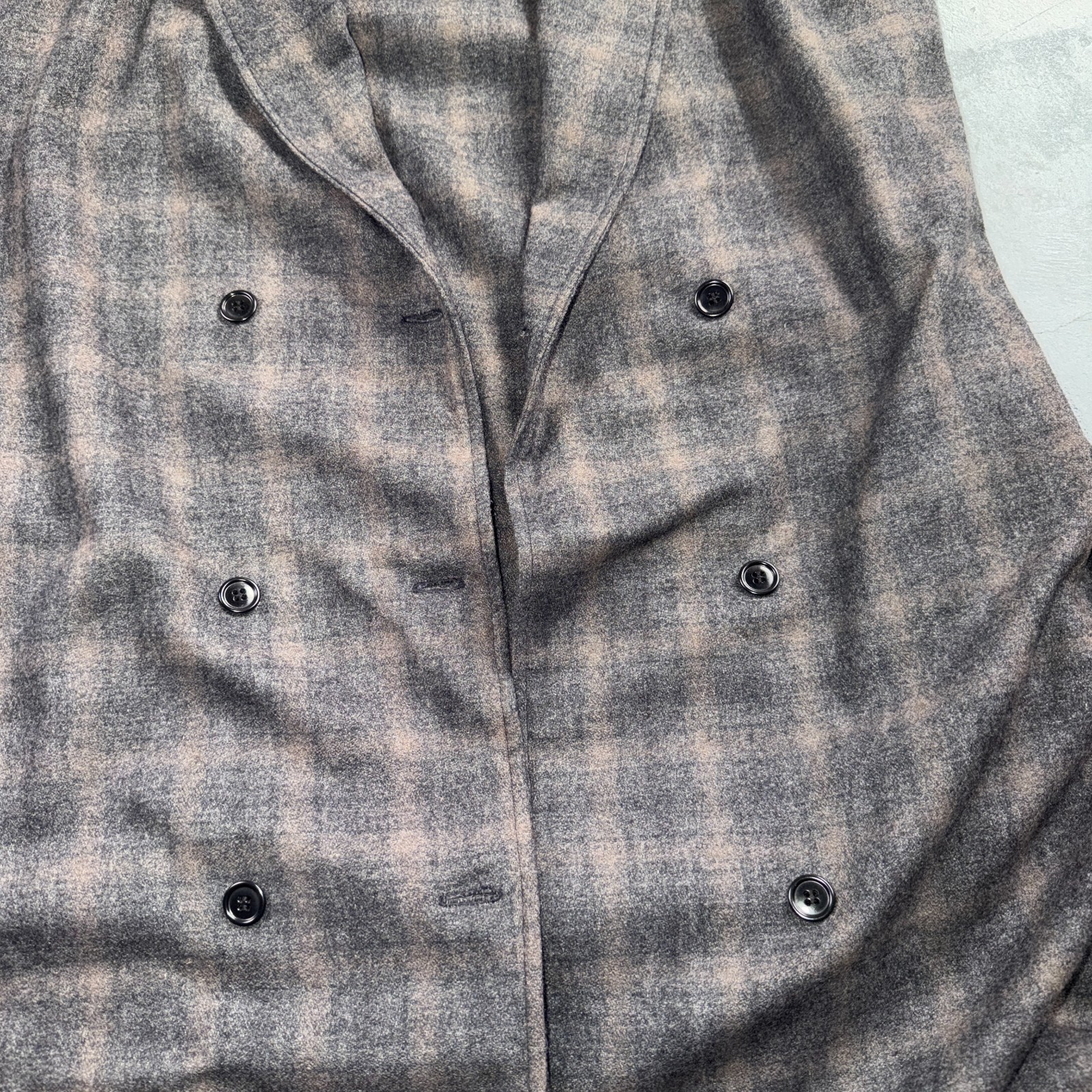 VTG 1960s Hippie Sleeveless Plaid Duster Blazer Jacket Gray Shadow Rockabilly
