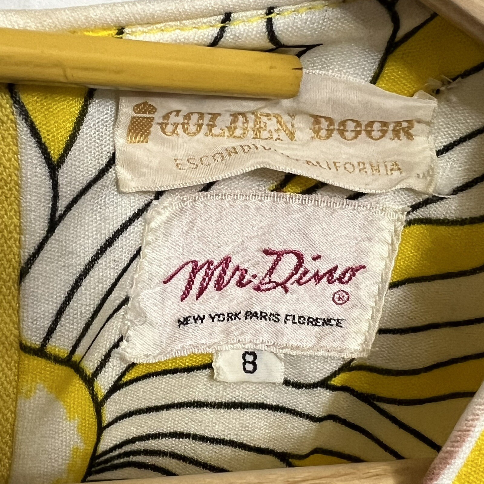 Mr. Dino Golden Door Vintage Maxi Dress Floral Yellow Women’s Size 8 **READ**