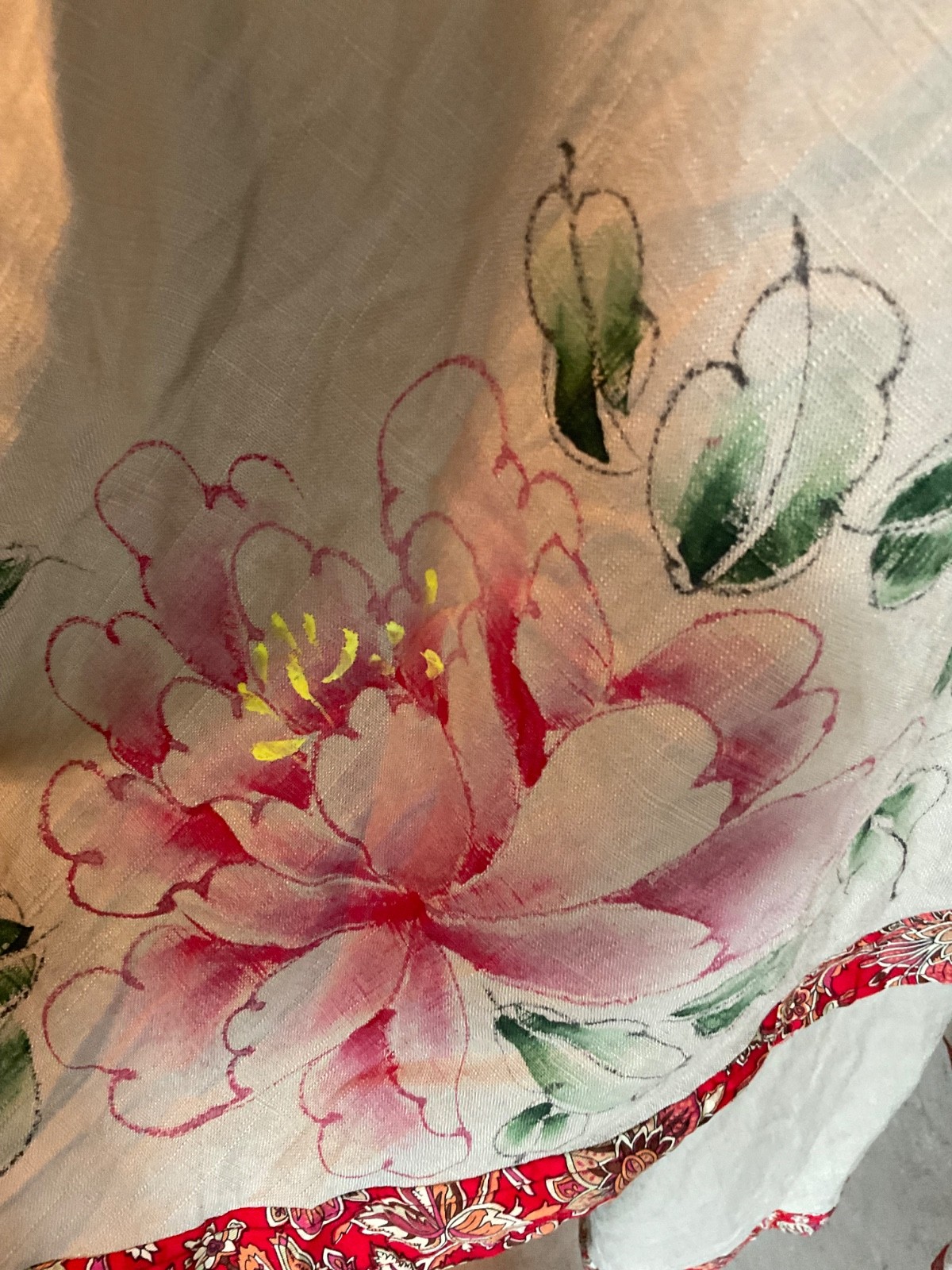 Vintage 1940s Hand painted Skirt CottageCore Boho Festival Maxi Original