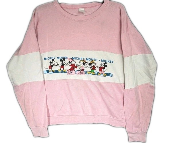 Vtg 1988 Disney Mickey Mouse 60th Anniversary Sweatshirt Pink Women Large
