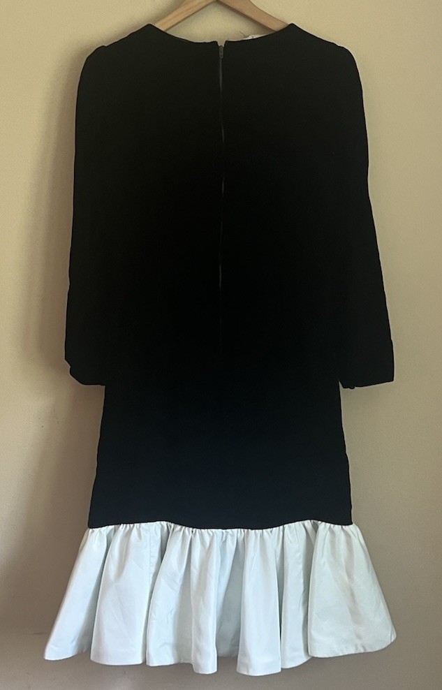Vintage Dress Prom Victor Costa Small 4 6 Black Velvet White Ruffle 1980s 1990s
