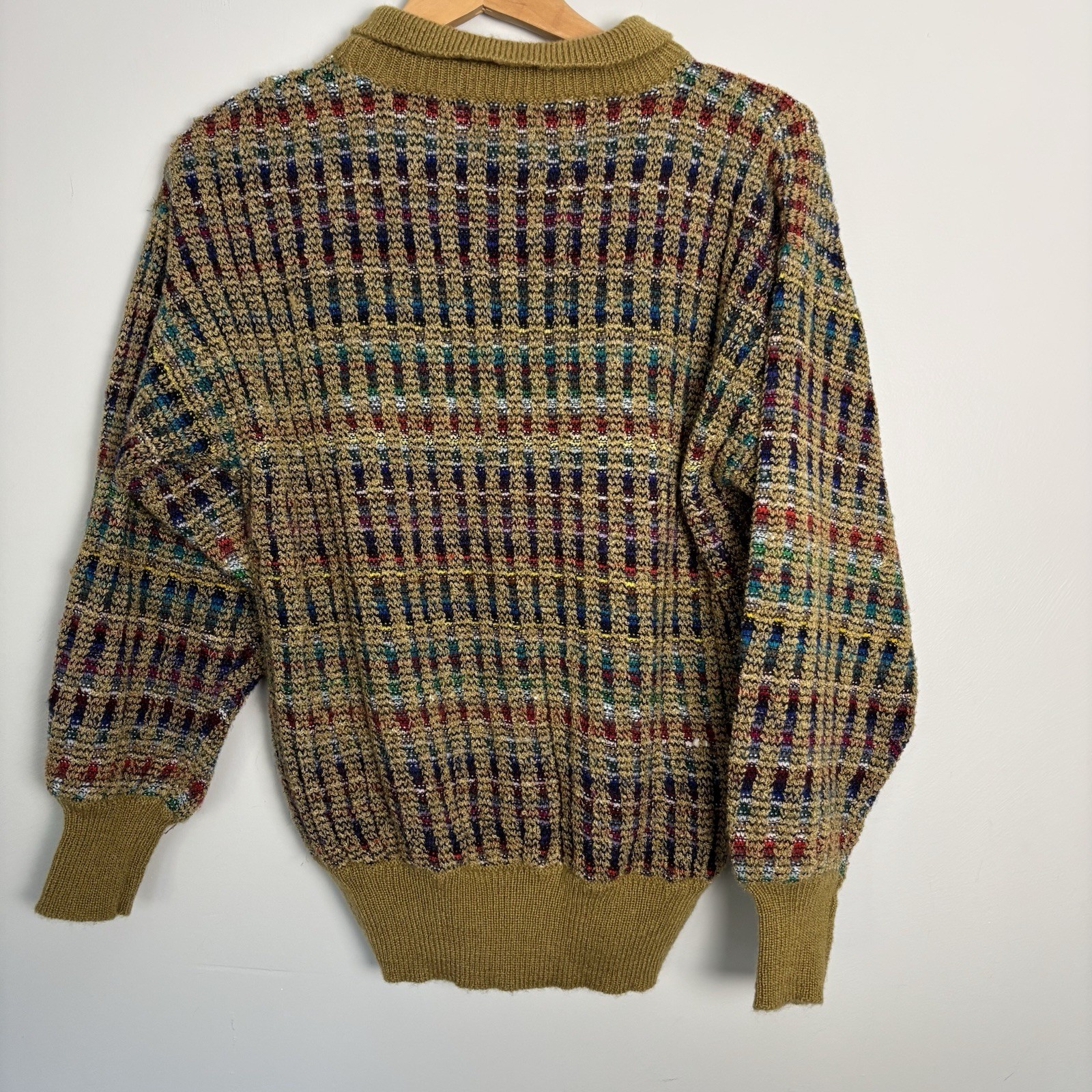 Vintage 80s Bramble Lane Collared Stripe Textured Sweater-Women’s M-Multicolor