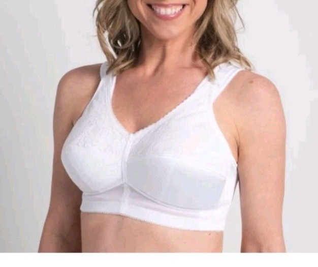 NEW Jodee Surgical Style 3201 Post Mastectomy Bra WHITE w/Pockets USA-MADE 44D