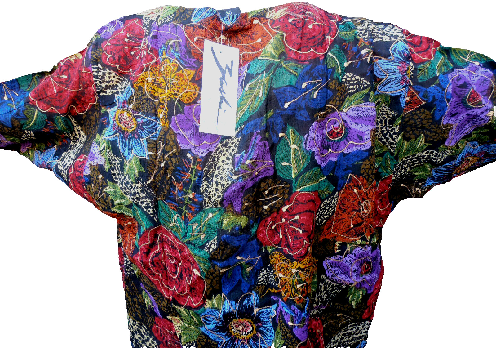 Vintage Blouse Roses Splash Art Indian Rayon Grunge 90s ZASHI INDIA Size M New