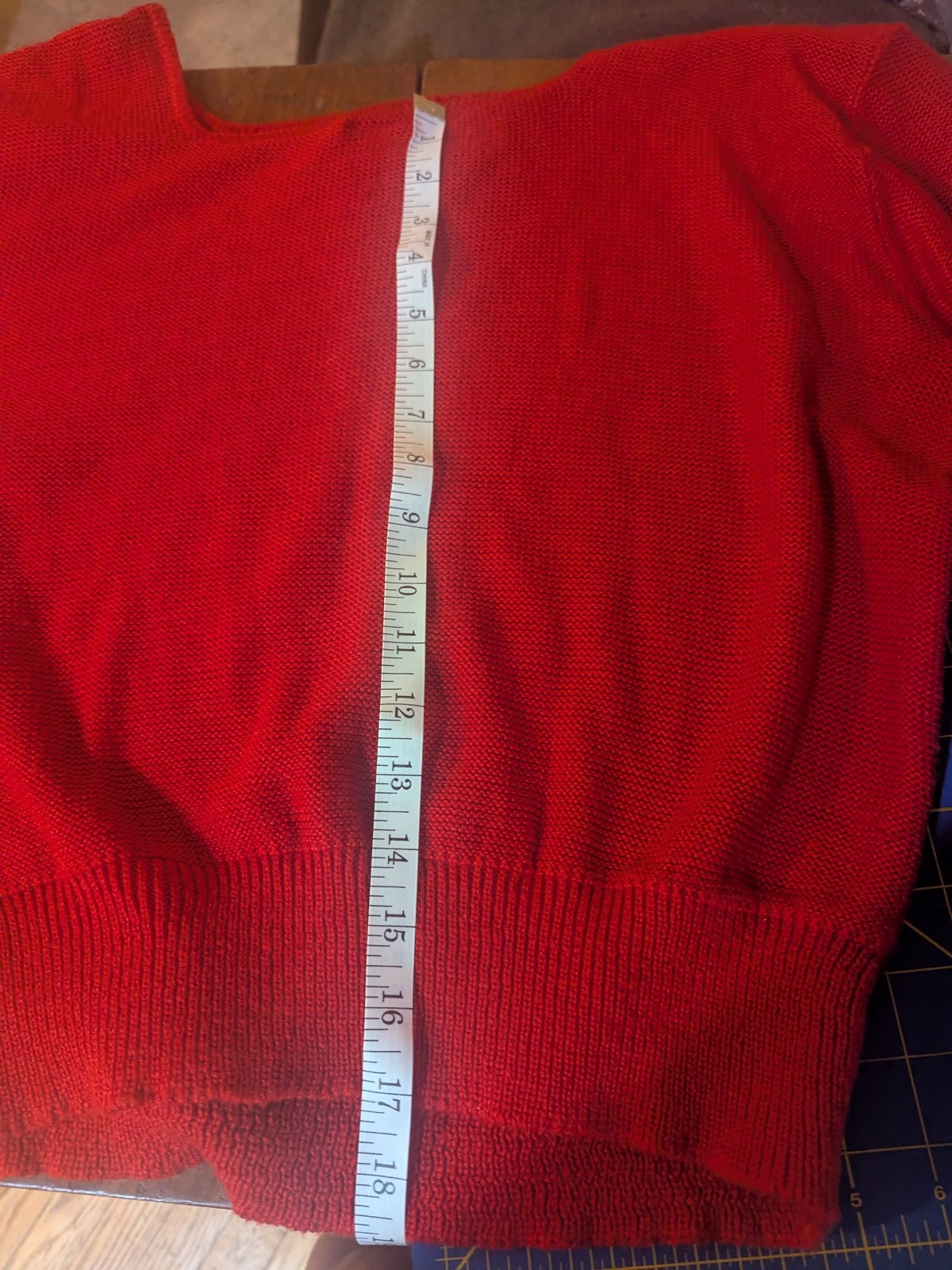 Red Sweater Barry & Me Retro long Sleeve M USA Made Vintage Knit
