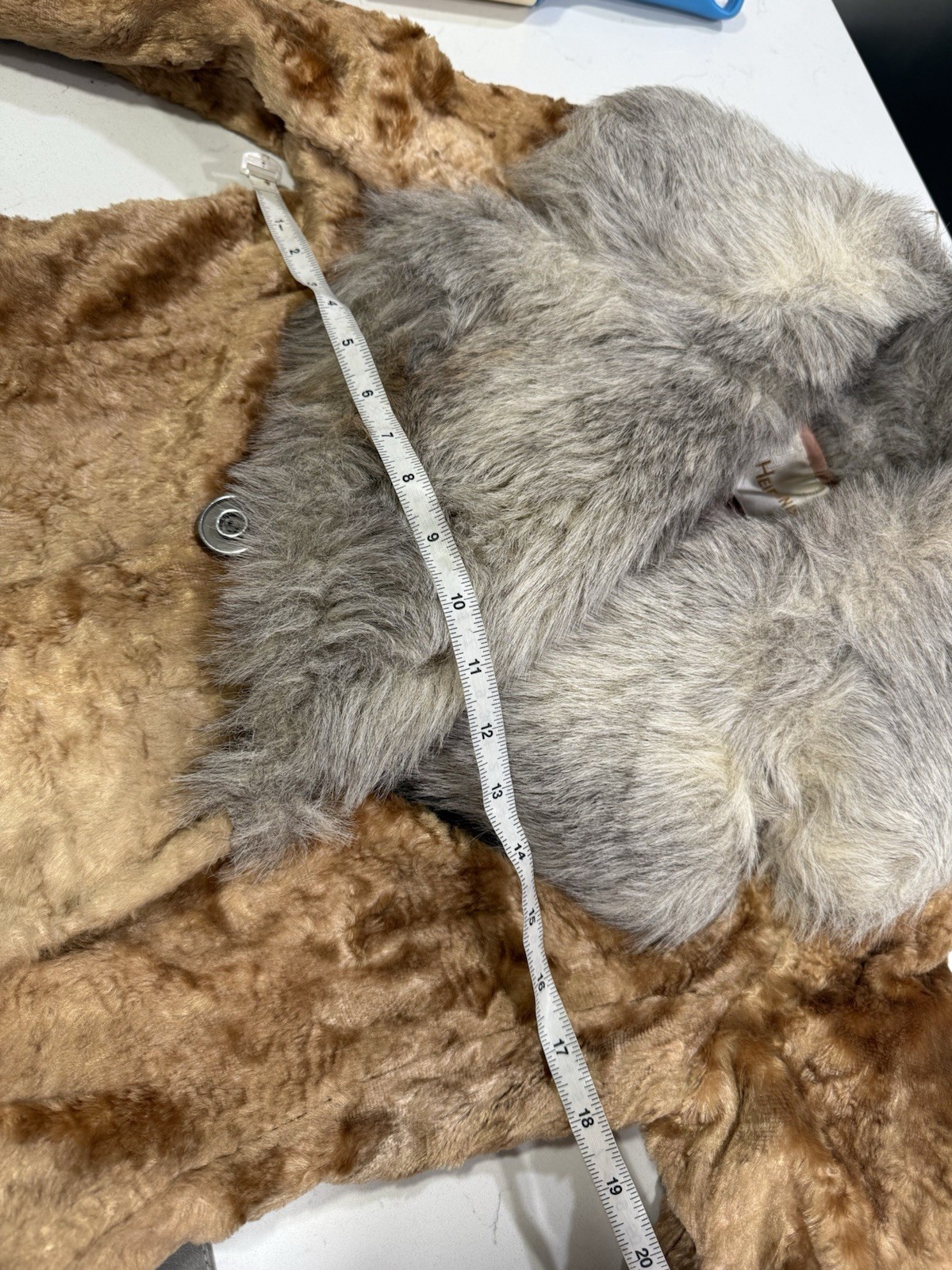 Vntg 1960s/1970s Crushed Velvet Coat With Faux Fur Trim Gold / Grey Heironimus S