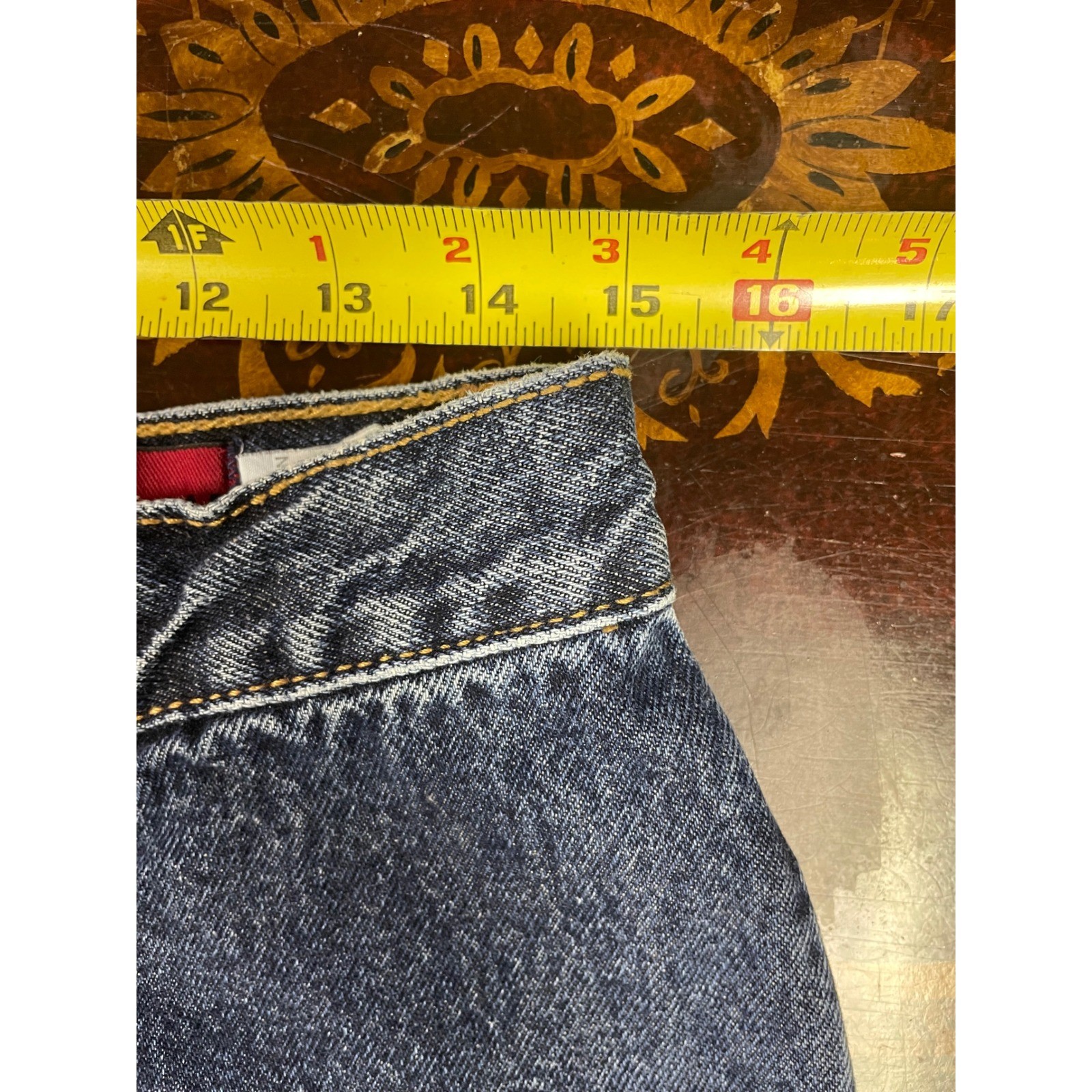 Vtg Lawman Women Western High Waisted Zig Zag Inset Button Fly Denim Jeans W29.5