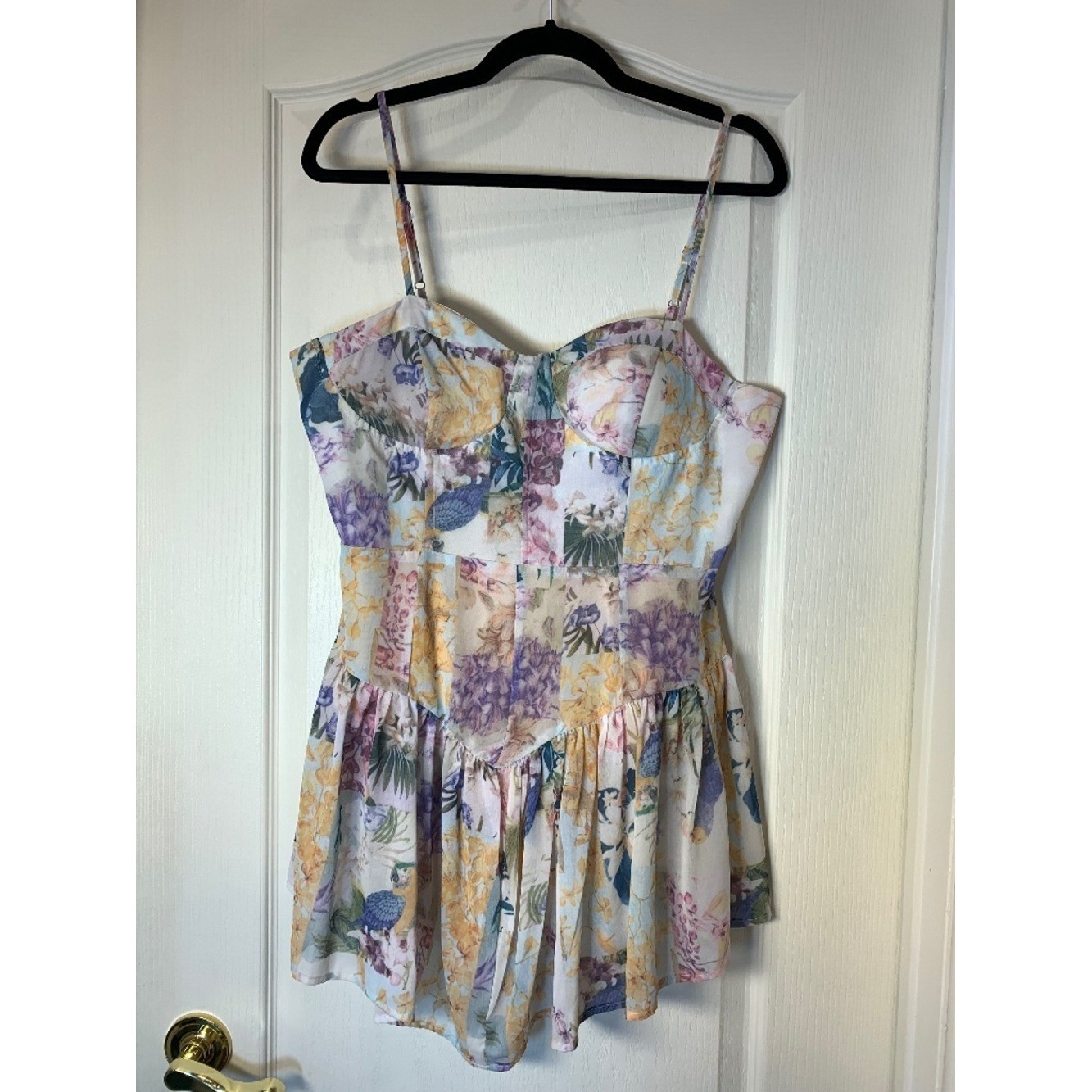 Cider Floral Corset Mini Dress Birds Print Bustier Size L