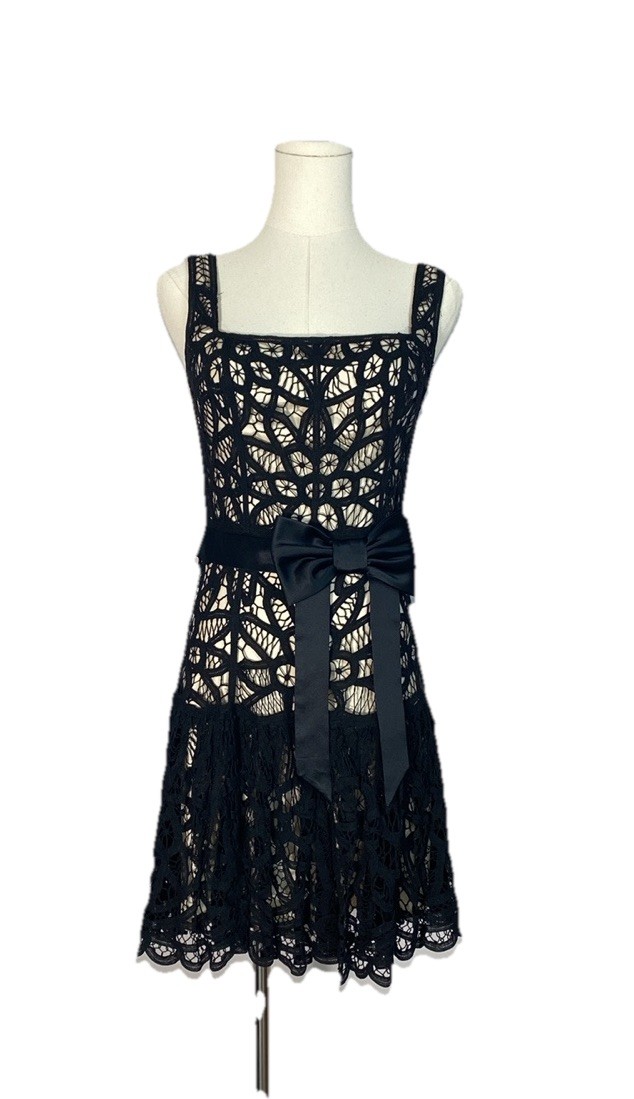 Vintage 90s Y2K Betsey Johnson Black Lace Dress Glam Rock, Madonna Size 4