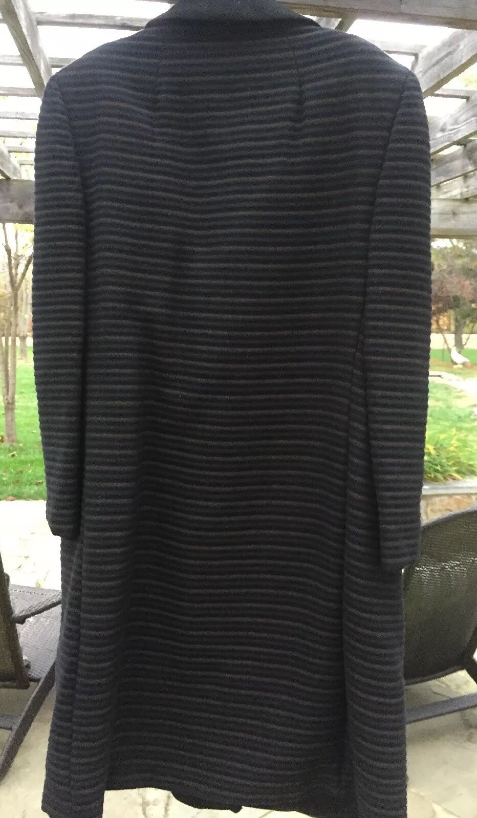 Textured Black/Brown/Navy Striped Coat 1950’s From Jaywein Arbitman NY Size M