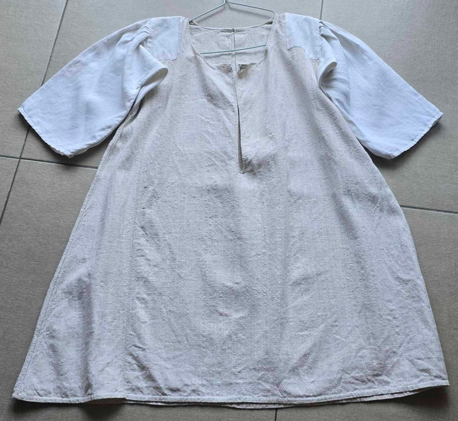 Antique French?? Linen Smock Shirt 19thC Peasant Farmer Chore Chemise Tunic Boho