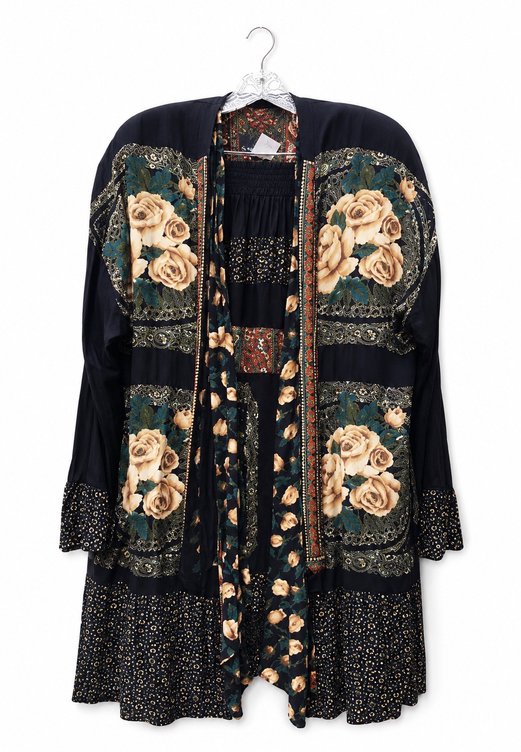 Vintage Carole Little Boho Gypsy Tiered Skirt Set With Blouse & Jacket 8