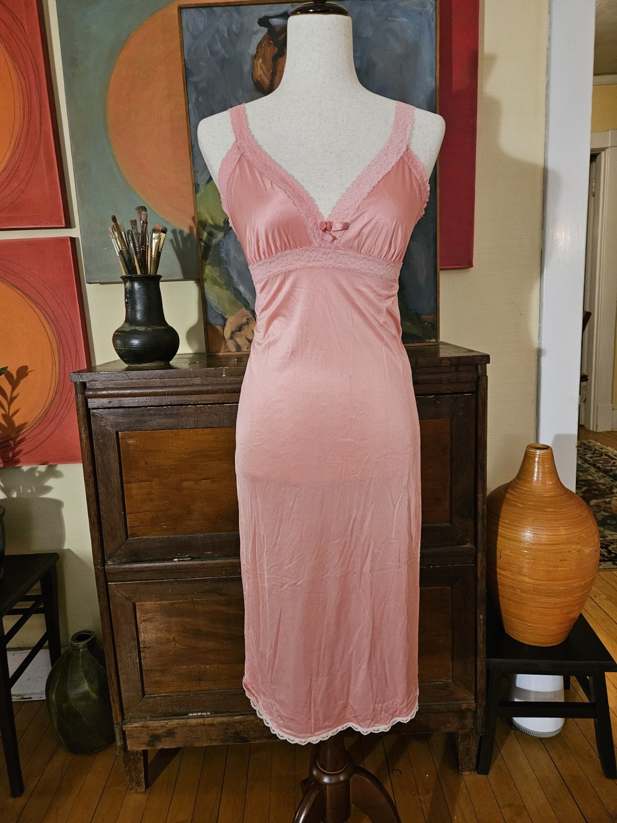Unbranded Super Sexy Pink Nylon Tricot Satin & Lace Size US 2/4