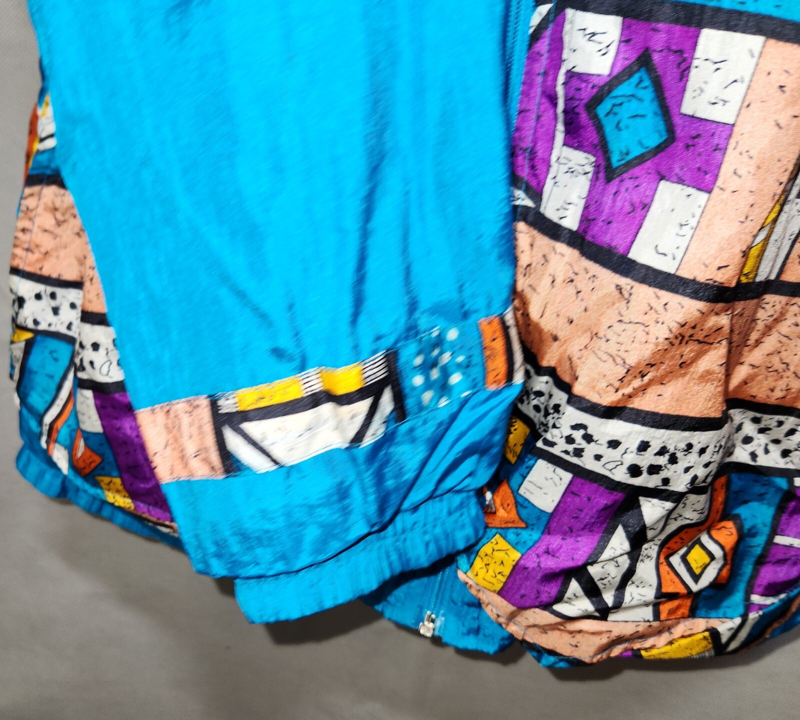Vintage 80s Aztec Print Blue Windbreaker Jacket Womens Medium Laura Katherine