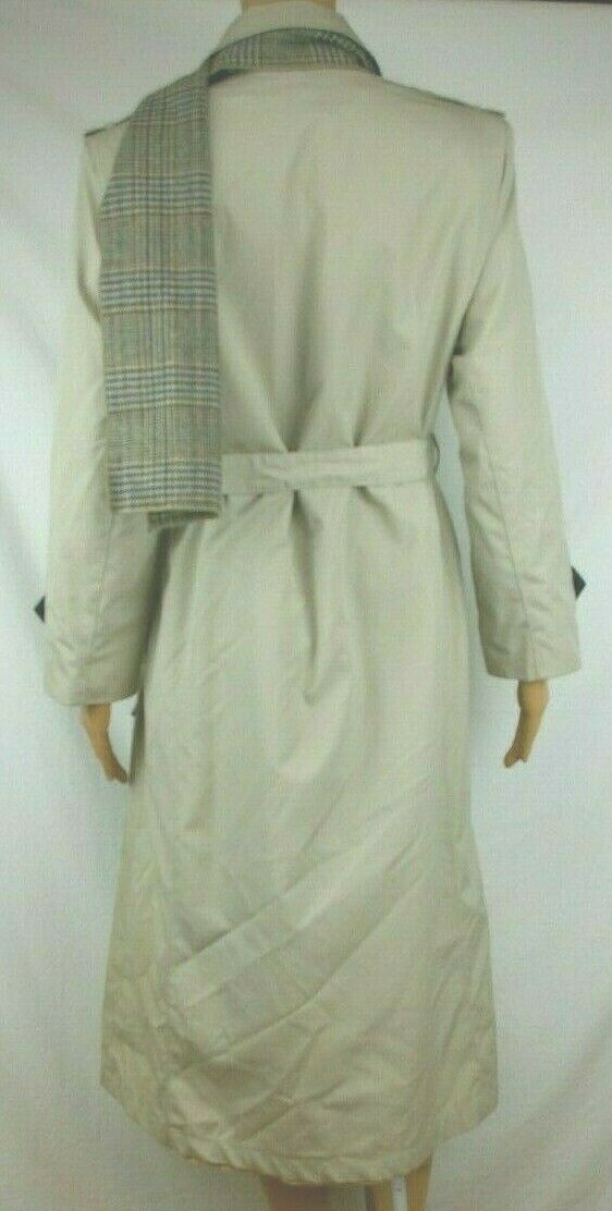 Townhouse Khaki Trench Coat Removable Wool Blend Liner and Scarf Women’s Size 6