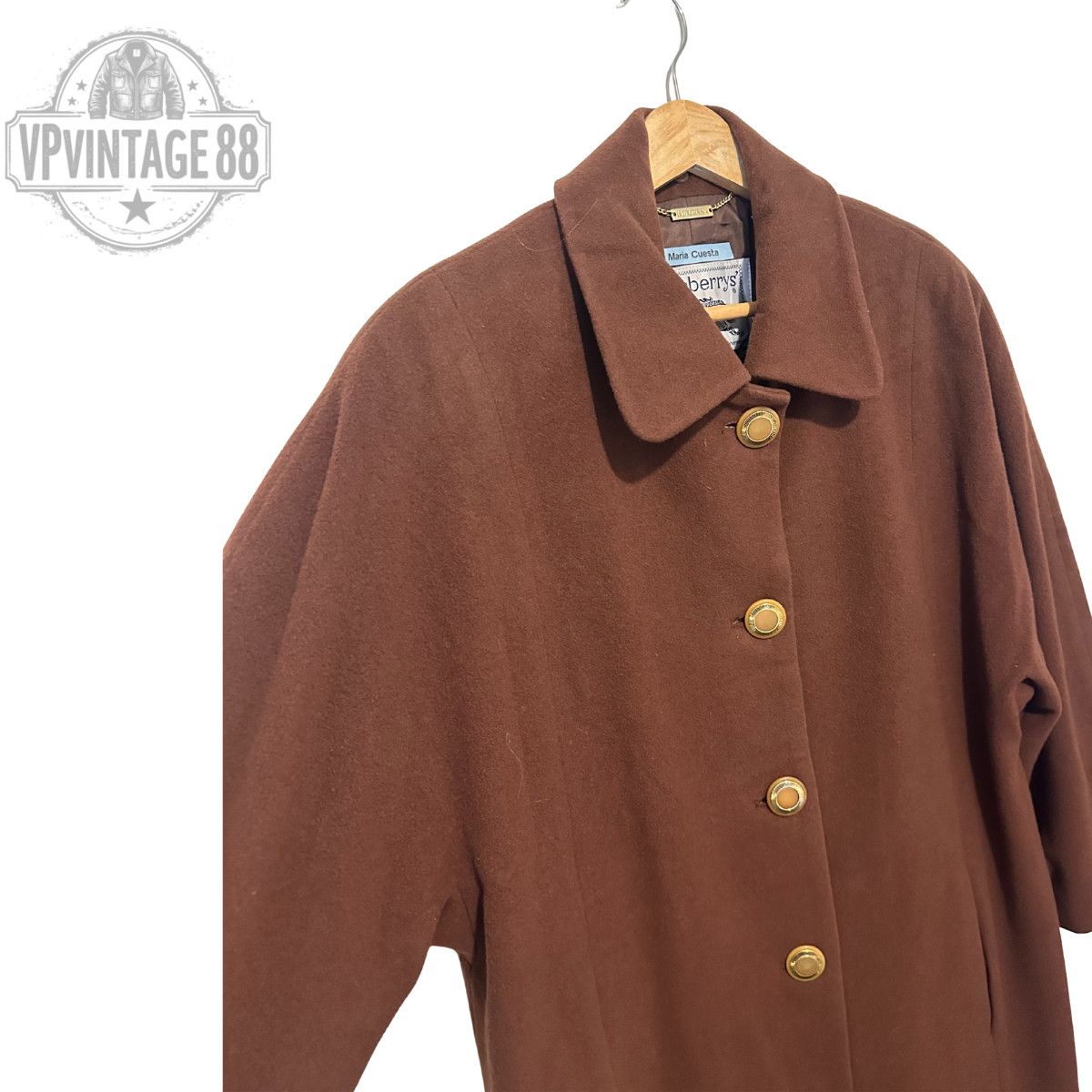 Vintage Burberry Prorsum Brown Cashmere Wool Winter Women’s Trench Coat