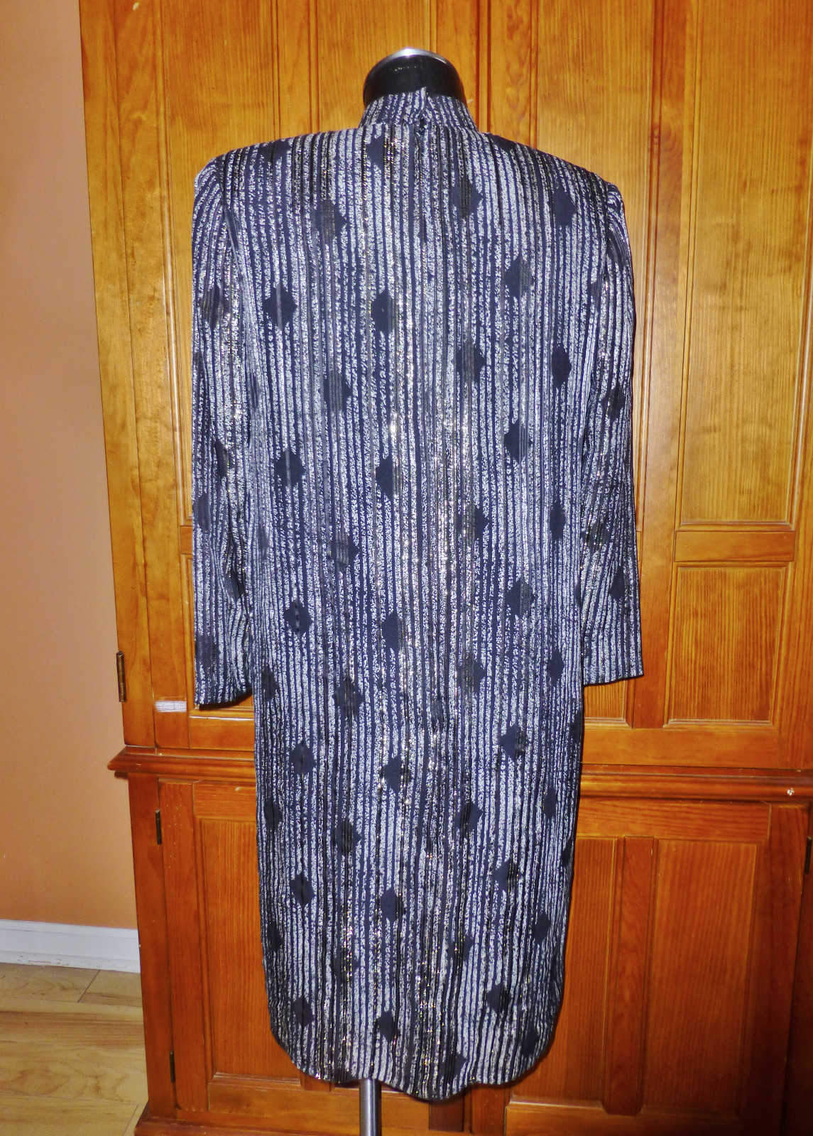 Vtg 80s Anne Crimmins Gauze SILK Gold Metallic Lurex Cocktail Party Tunic DRESS