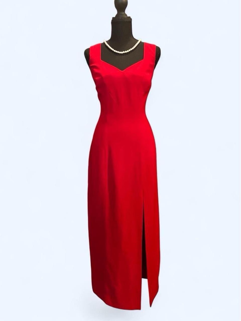True Vintage 1980s/90s Liz Claiborne Red Evening Dress With Slit