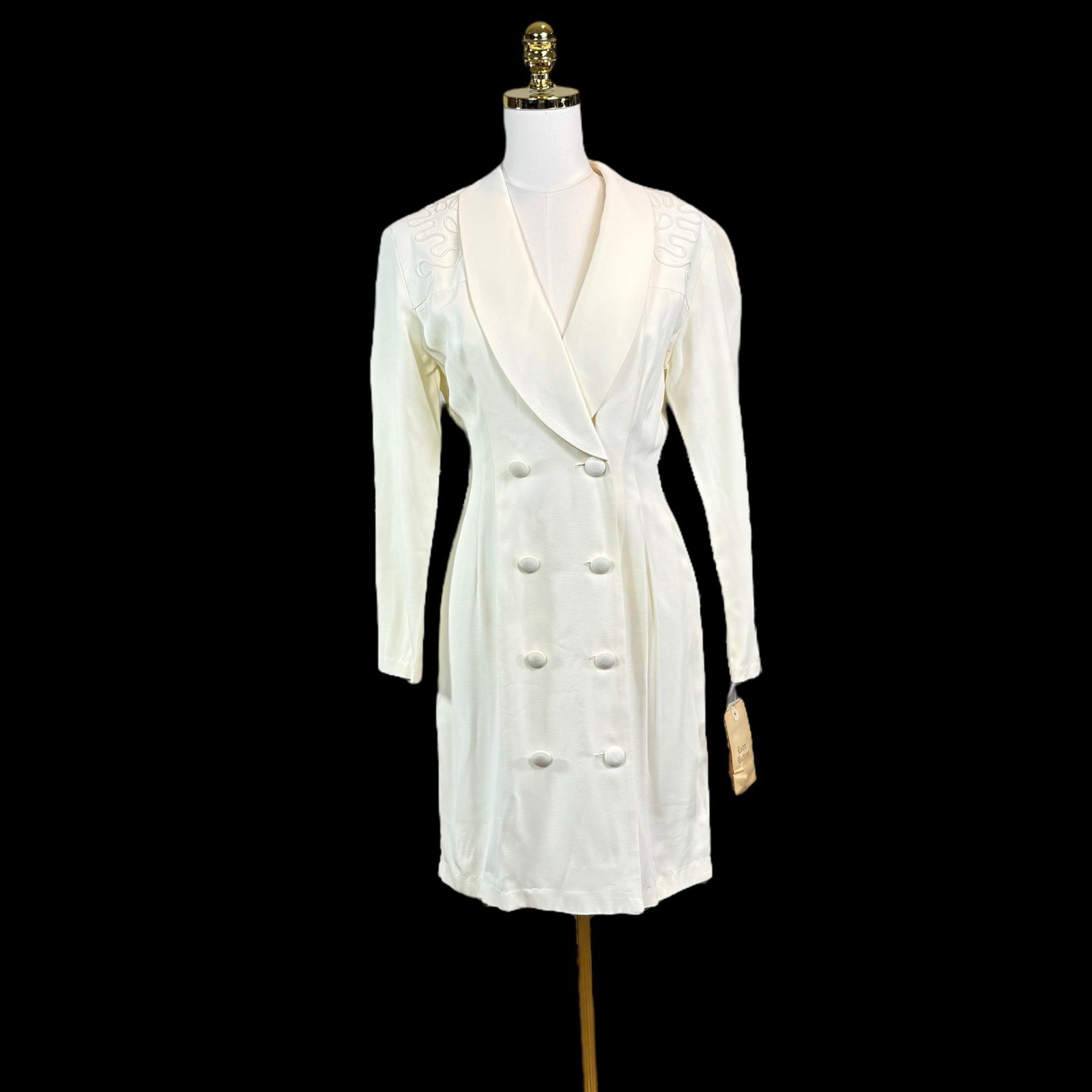 VTG NWT Blonde & Me Ivory Double Breasted Blazer Dress Size 7/8 USA Made Career