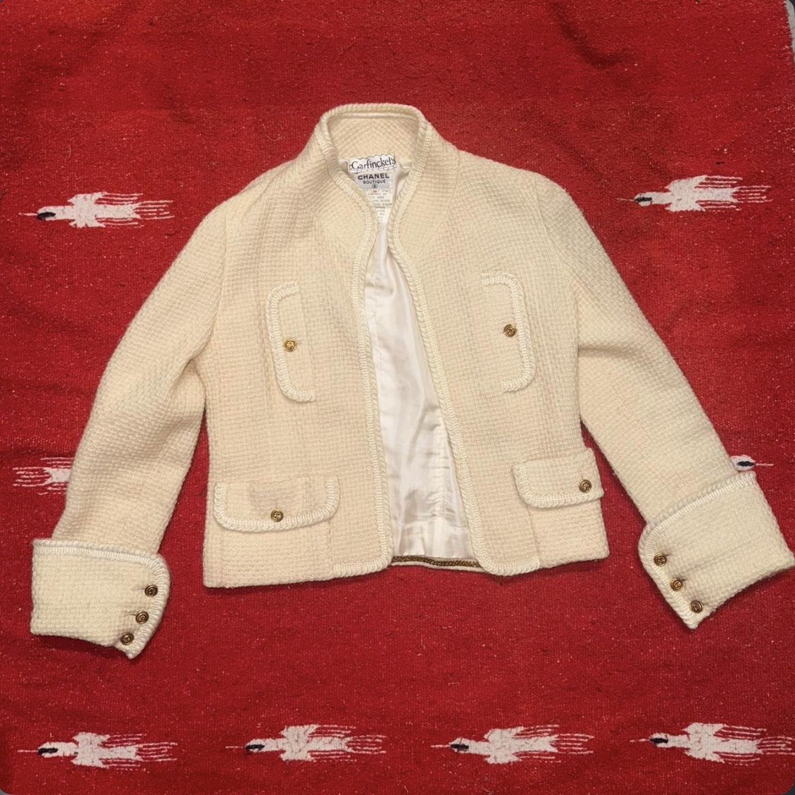 Vintage 80s Chanel Cream Wool Blazer