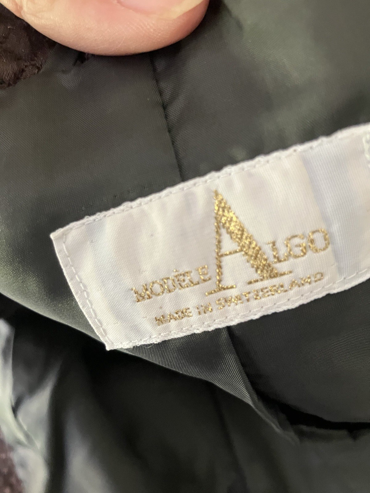 Vintage 80s Modele Algo Swiss Silk Wool Embroidered 2 Pc Skirt Suit Sz 42
