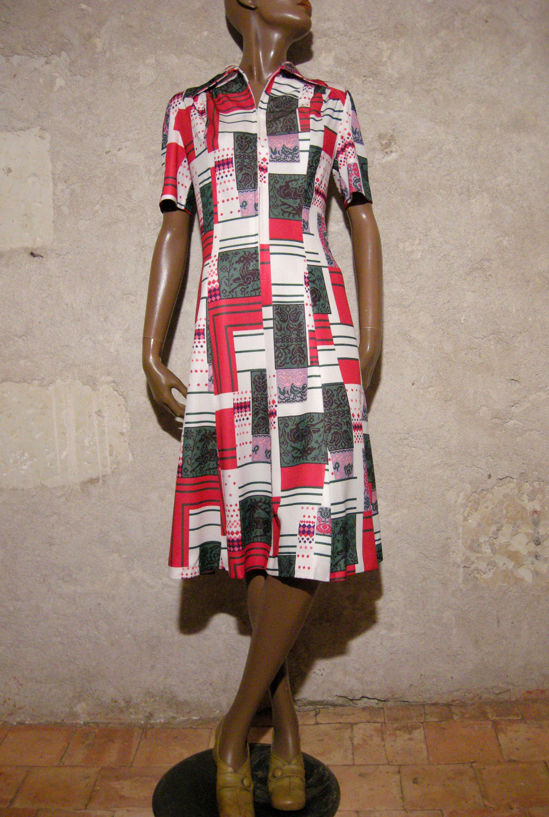 Chic Vintage Dress 1970 True Vtg Dress 70S Mod Graphic Kleid 70Er Vestido (40)