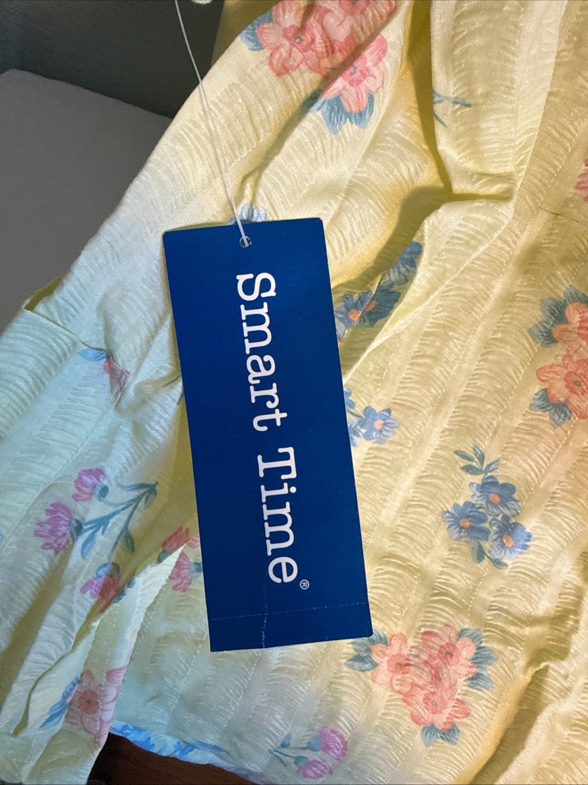 Vintage Housecoat Robe 3X Smart Time Yellow Floral Seersucker NOS NEW TAGS