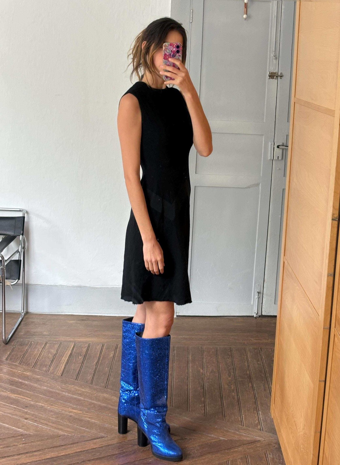 Vintage black mini dress, Luxury feminine fit