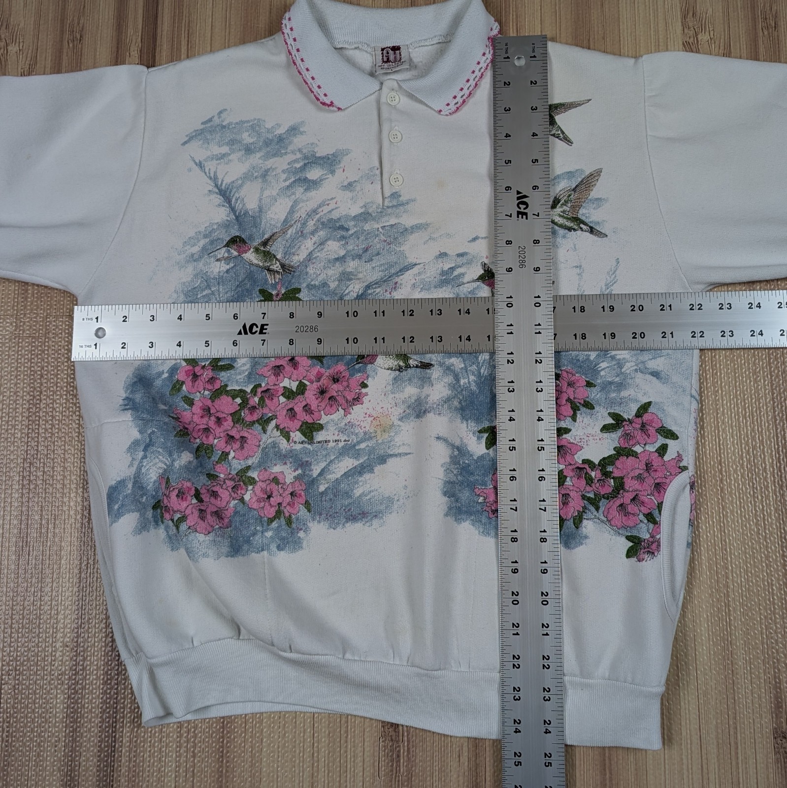 Vintage 90s Art Unlimited Hummingbird Sweatshirt Womens Size M/L Cute Cottage