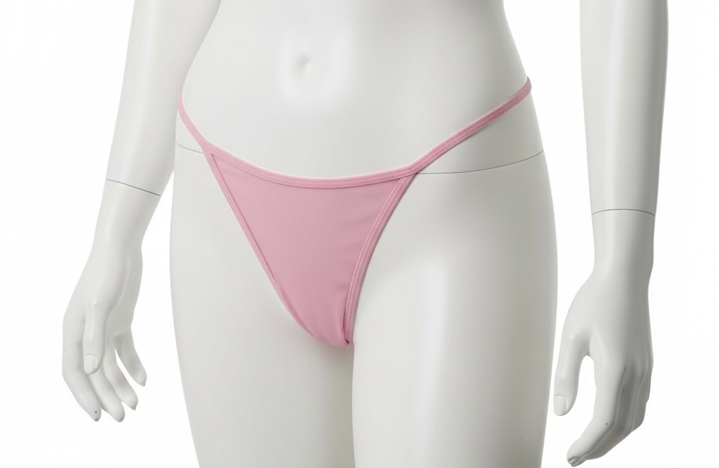 VTG Y2K String Bikini Medium Pink Mesh front Thong 90% Nylon Semi Sheer Sassy