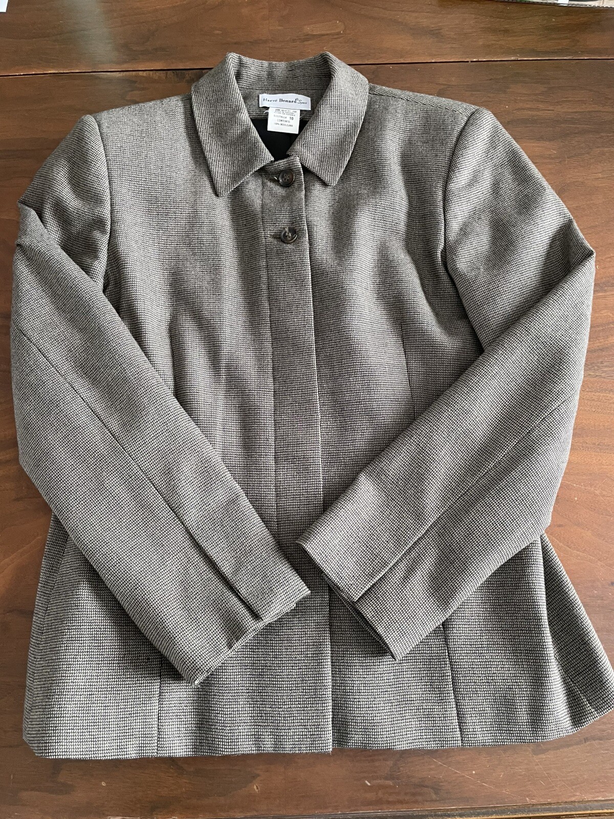 Harve Bernard Women’s Wool Hidden Button Blazer Vintage Jacket Sz 10 Gorgeous