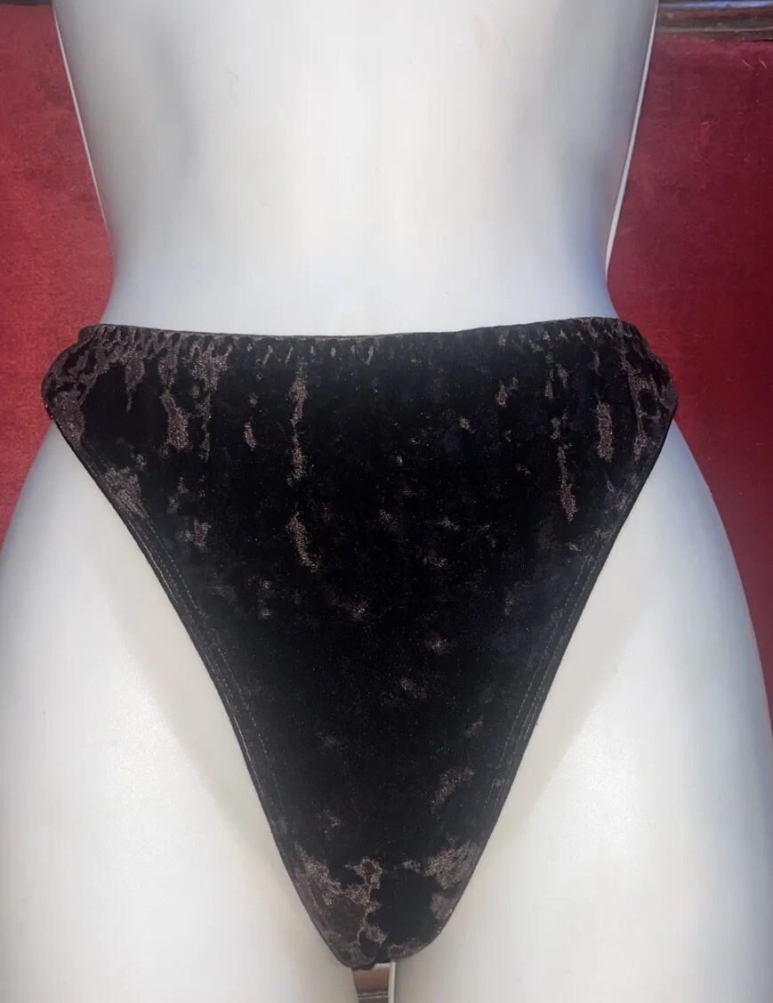Vintage Victoria’s Secret Dark Chocolate Brown Crushed Velvet Thong Panty Small