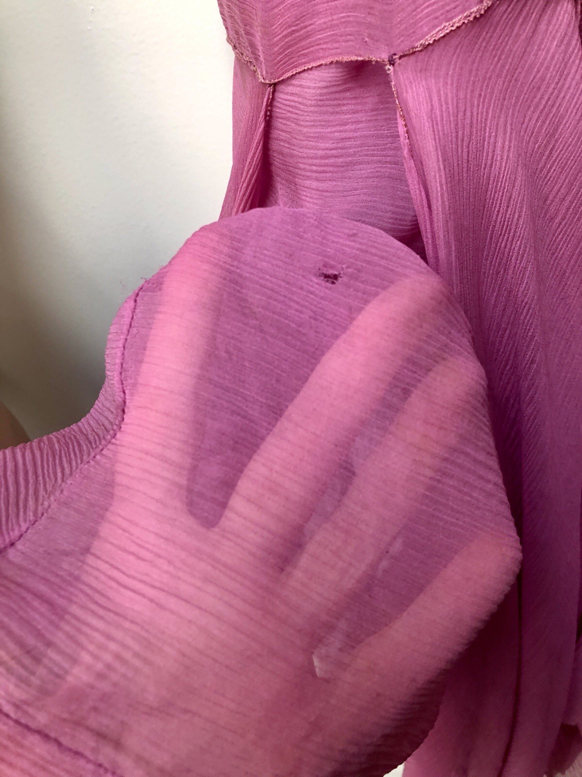 VTG 1920s ORCHID PINK SILK CREPE Great Gatsby Flapper Dress HANDKERCHIEF Hem