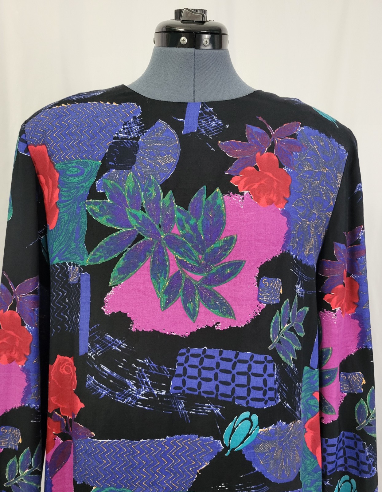 Vintage Just in Thyme Drop Waist Dress w Printed Top & Black Skirt Size 14
