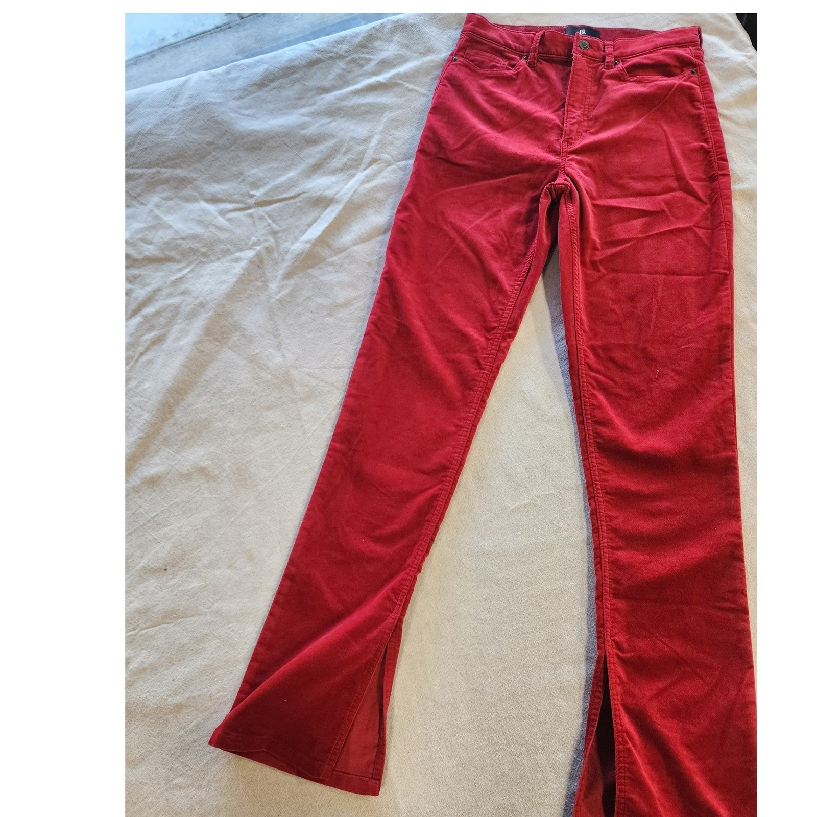 BR Red Velvet Split Inner Hem Pants Y2K Holiday boho indiesleaze festival party