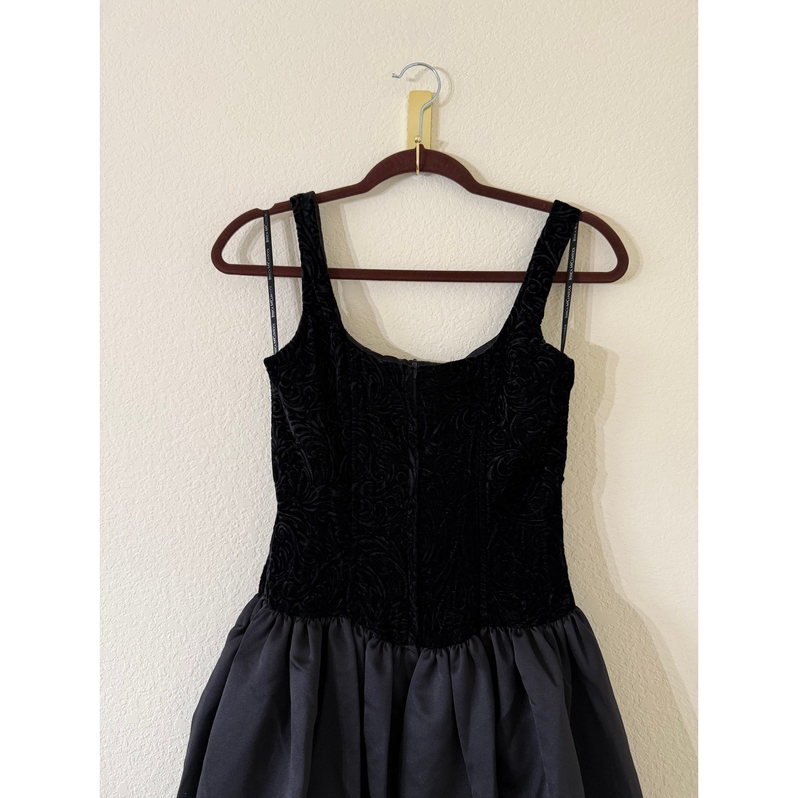Scott McClintock Vintage Black Velvet Embossed Satin Ballgown Dress 6 Whimsigoth