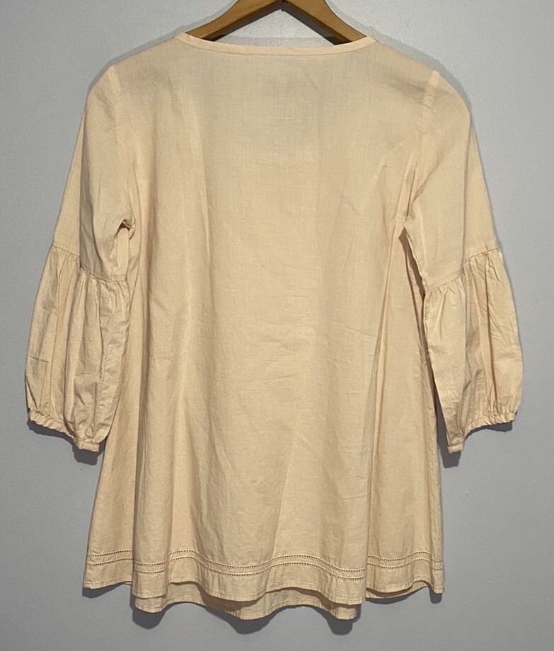 Vintage 70s Prairie Blouse Shirt Medium Cottagecore Ivory Ruffled 80s Housewife