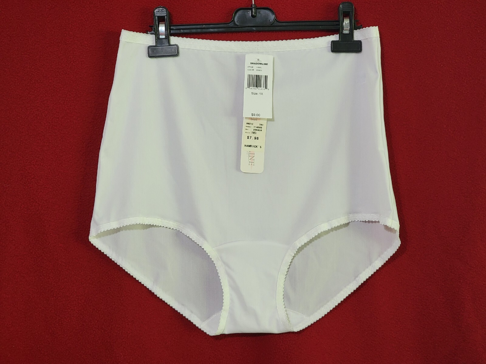 VINTAGE SHADOWLINE CLASSIC BRIEFS PANTY WHITE 17005 SIZE 1X NYLON SPANDEX MEXICO