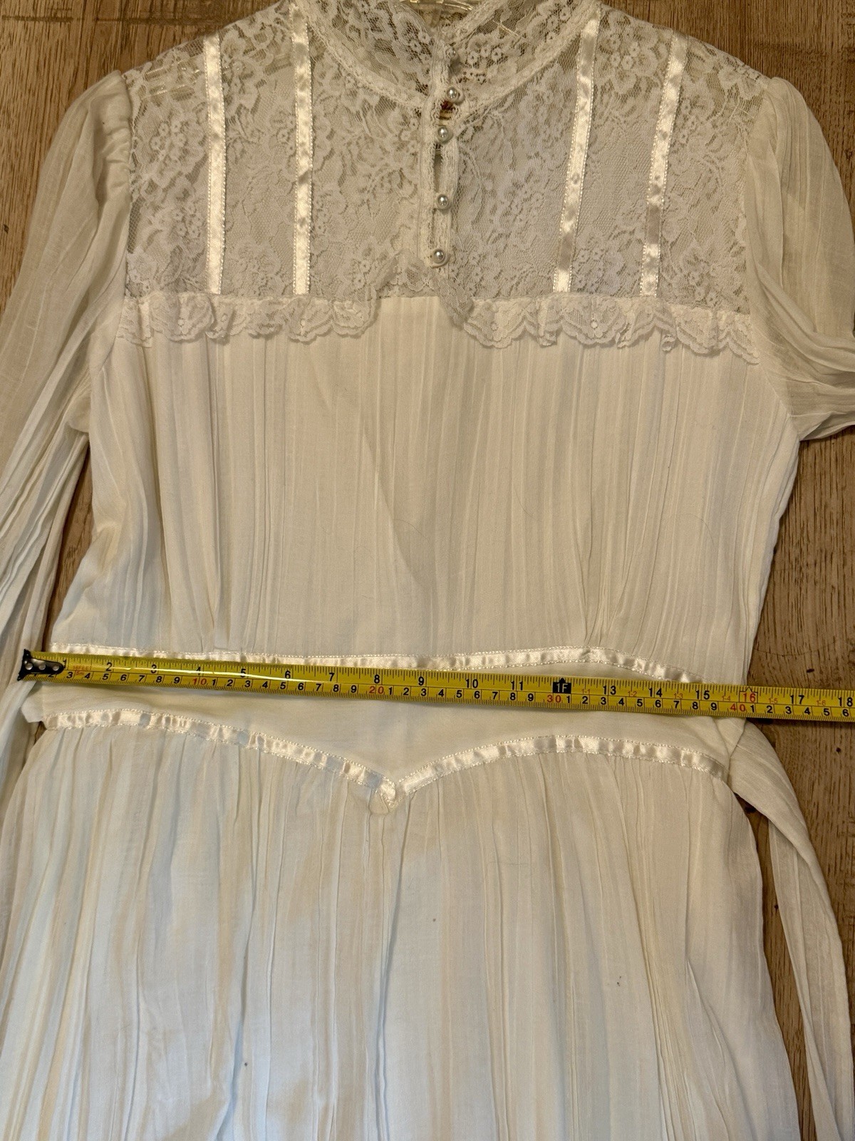 1970 Gunne Sax bridal maxi dress Princess ivory lace Edwardian-style Jane Austen