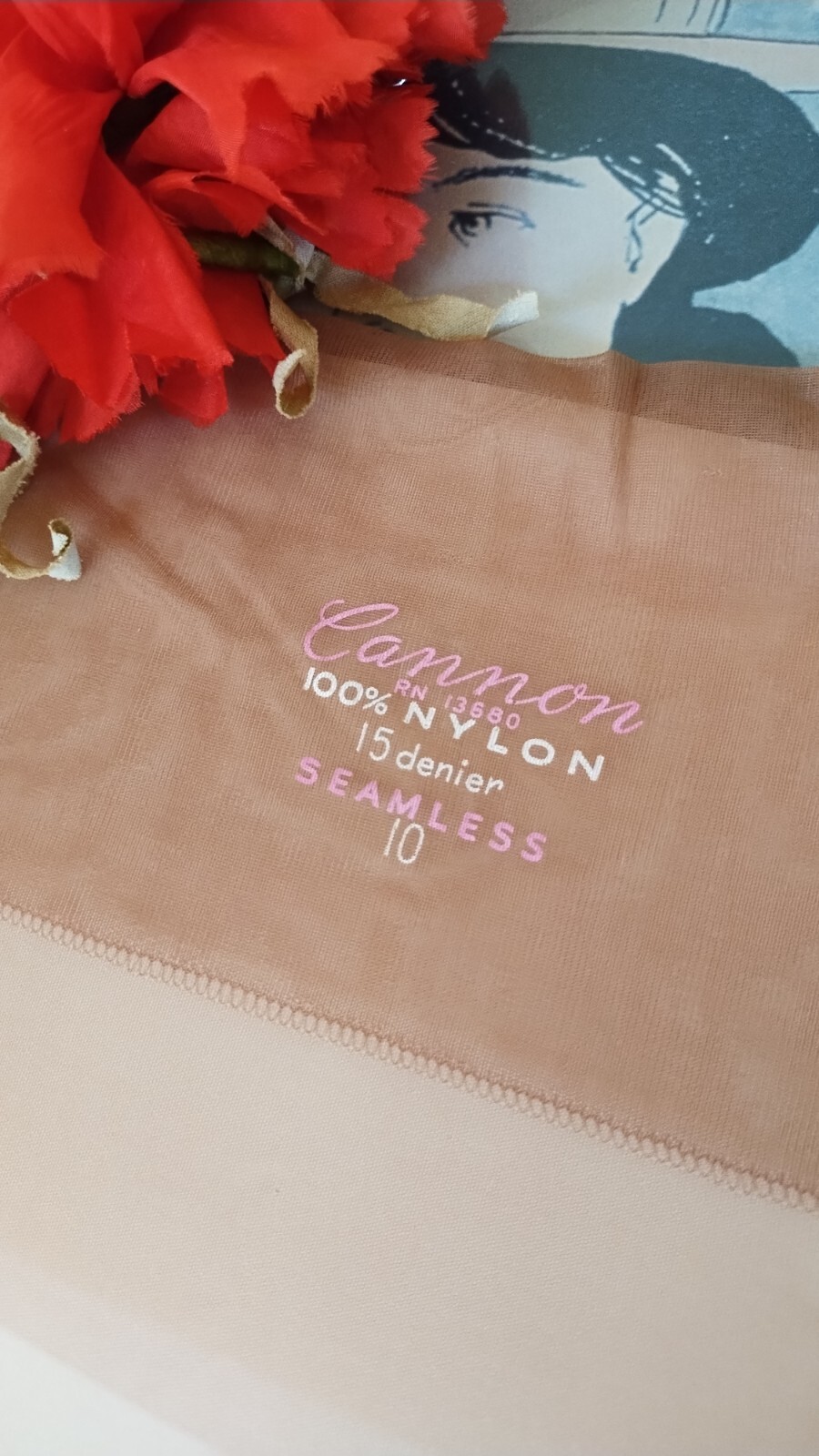 CANON vintage stockings – 15 Den Flat Knit seamless nylon – size 10M 33″