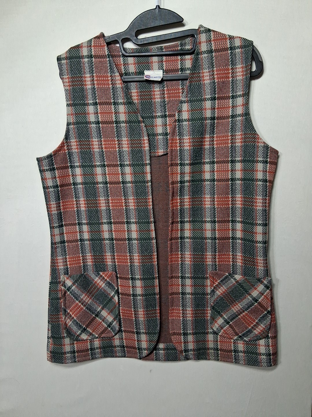 Vintage Caper Mates Sleeveless Plaid Vest 36in chest Unknown Size Women’s 70’s