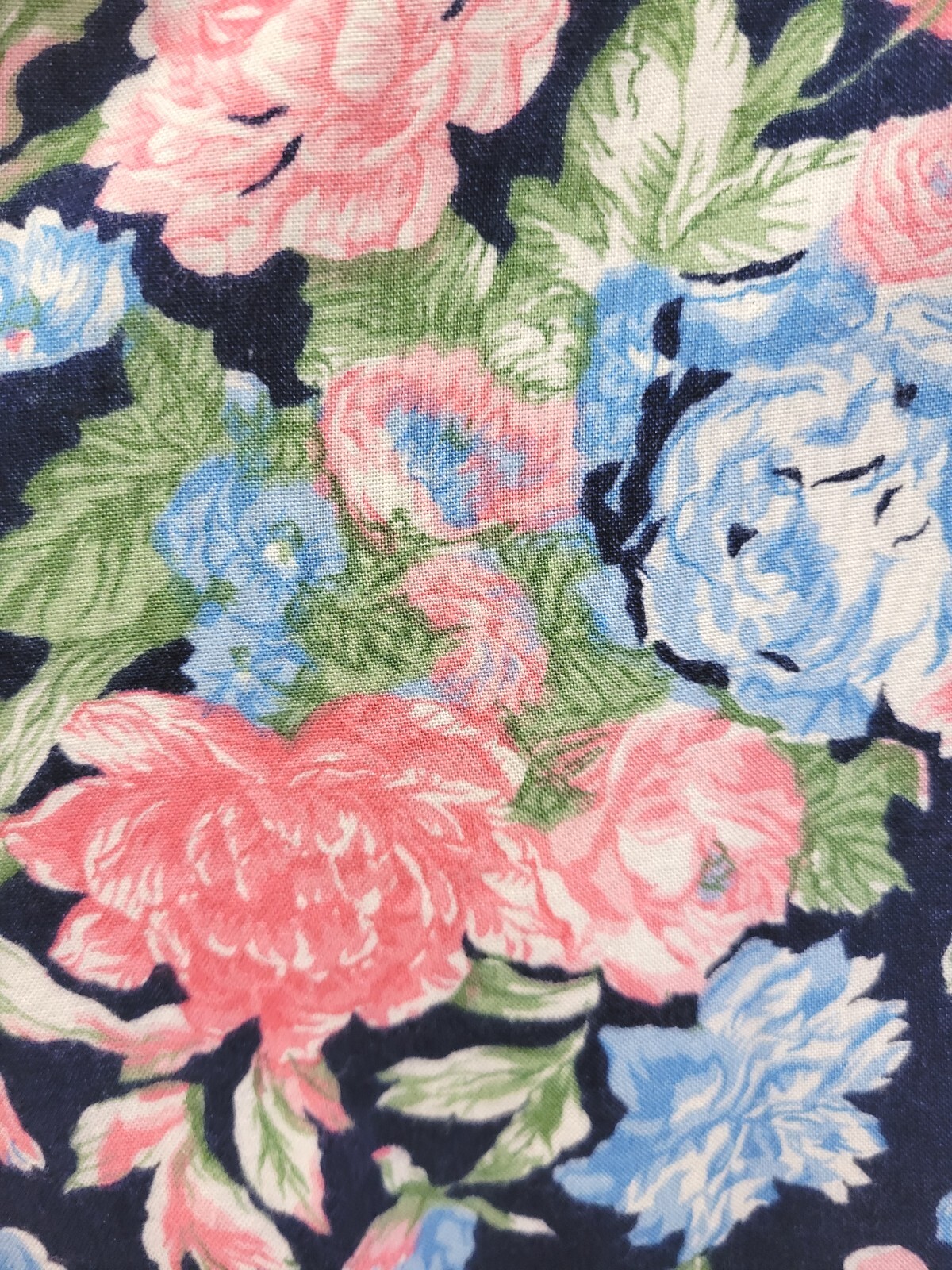 Vtg Van Heusen for Her Blue Floral Skirt w Front Band & Elastic Back Size 10