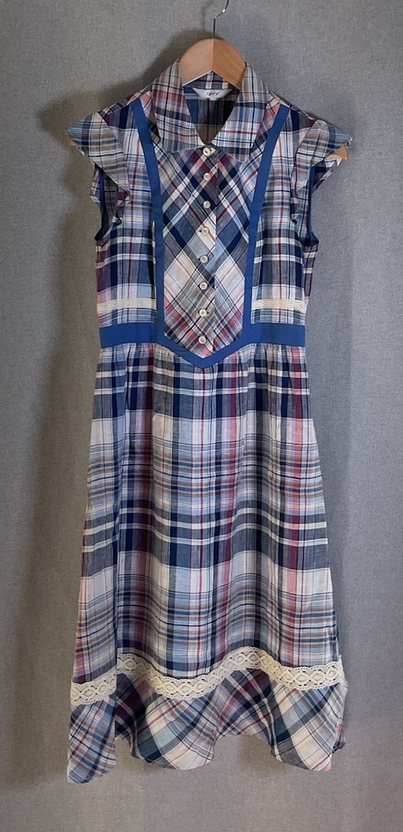 Cottage Core Dress VTG Medium But See Measurements Laced Plaid Brand Givy