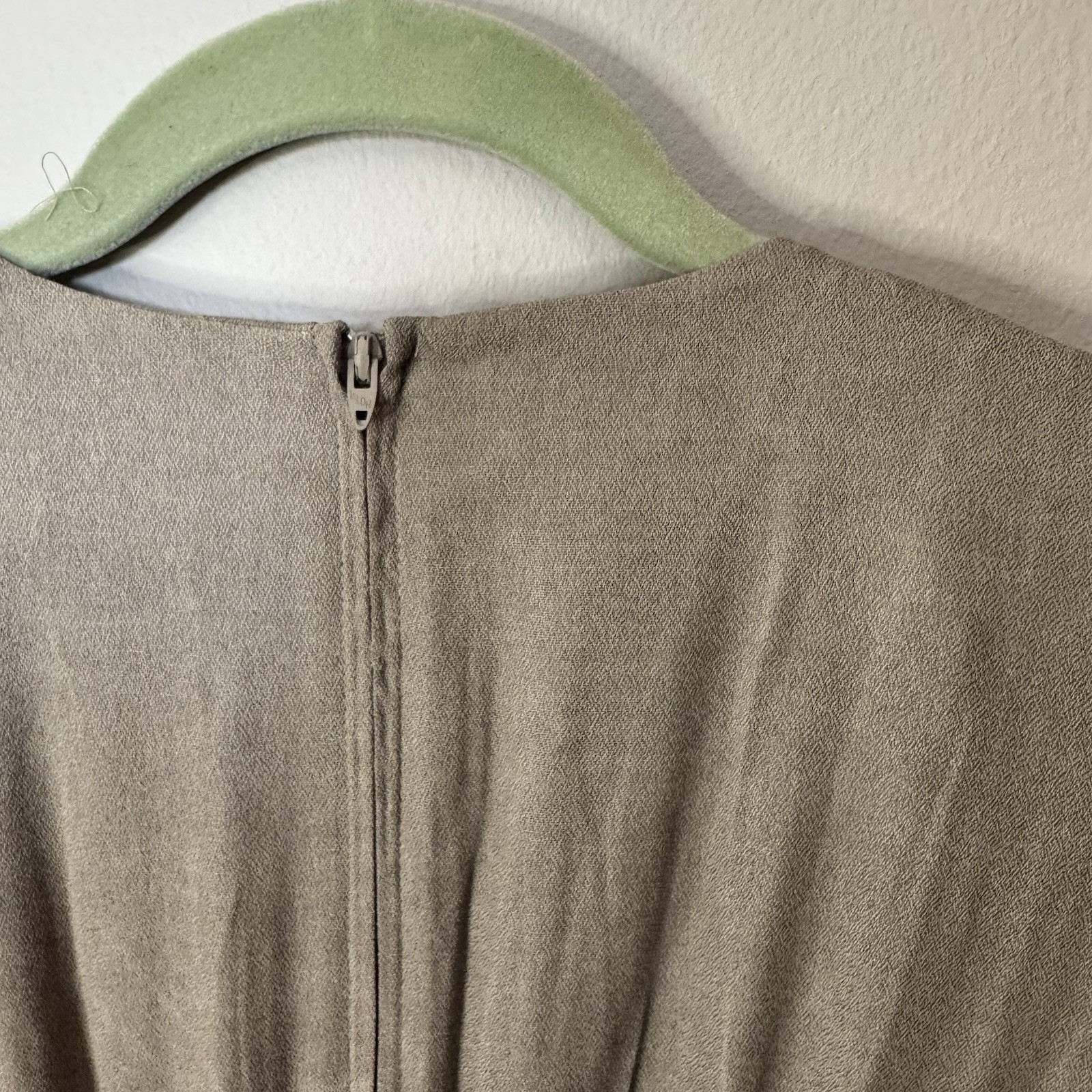 Vintage Pleated Dress Prairie Western Size 10 Taupe Tan S.L Fashions USA Made
