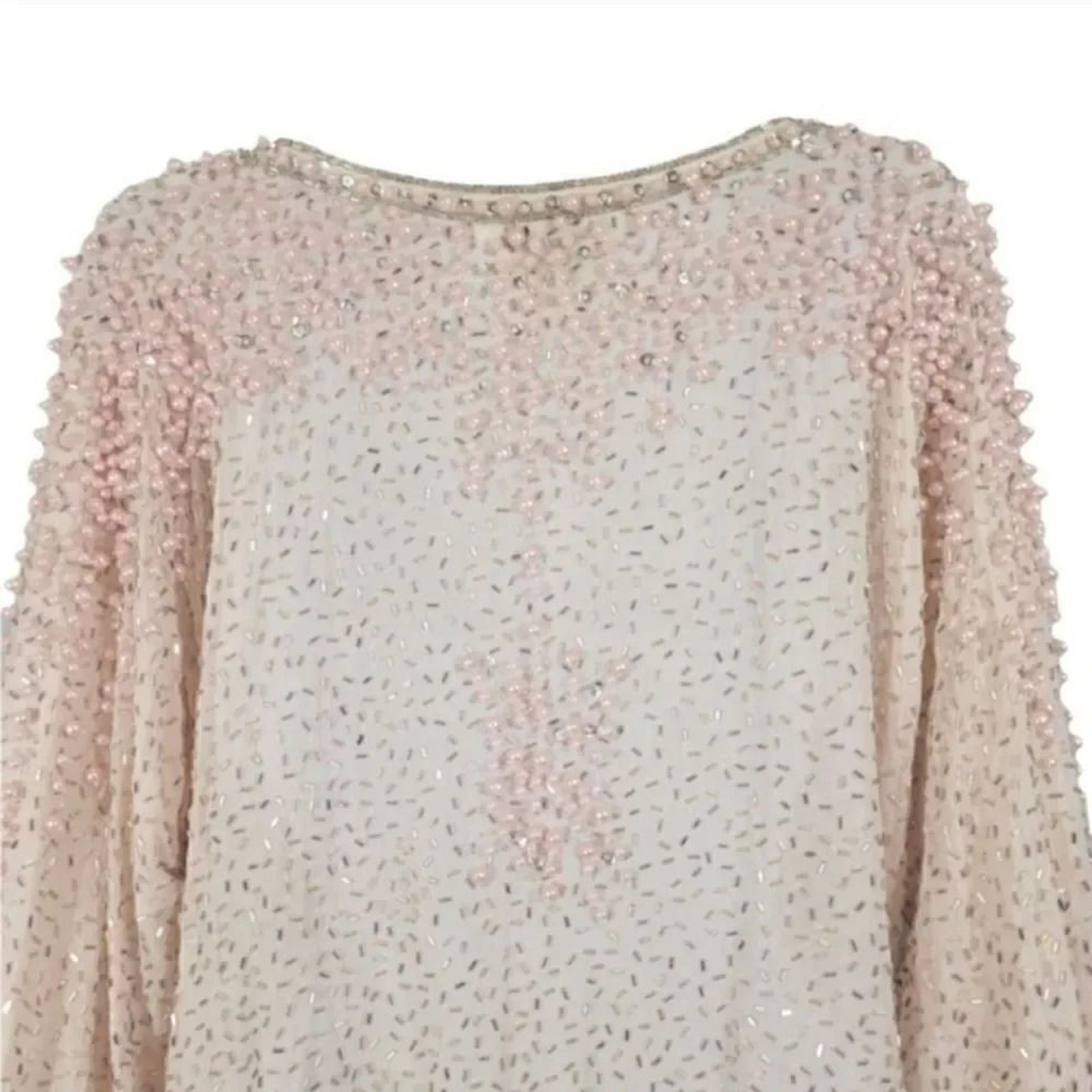 Vintage 70s 80s Neiman Marcus Judith Ann Creations 100% Silk Beaded Blouse Small